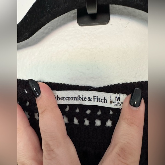 NEW Abercrombie & Fitch Crochet Mini Cover Up Dress Size Medium Black NWOT - Picture 7 of 8